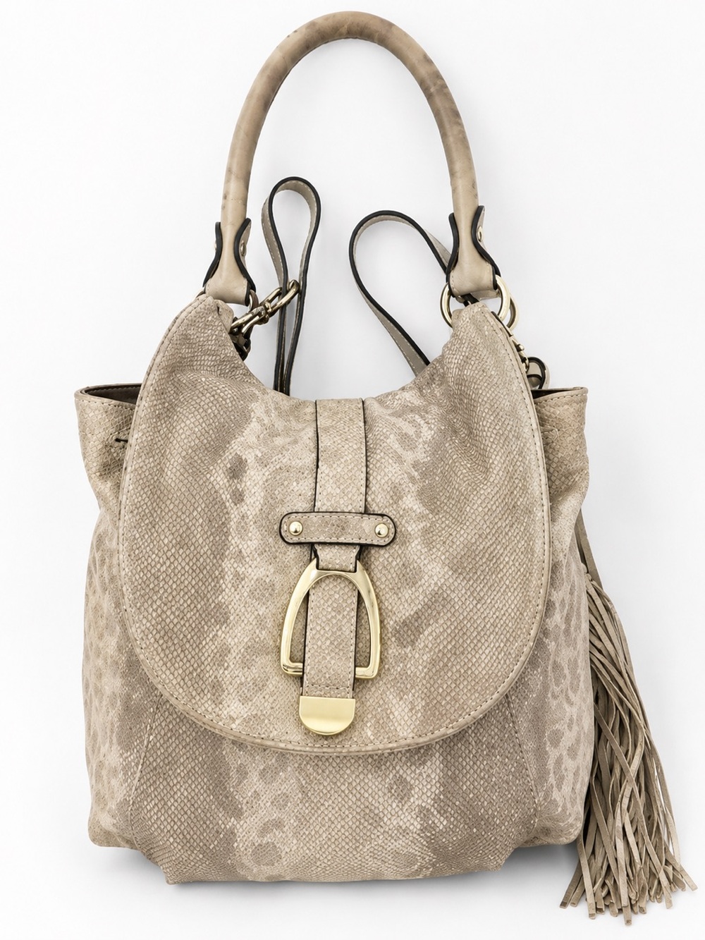 G.I.L.I. Taupe snake Python-Texture convertible backpack Shoulder bag 12.5”x11”